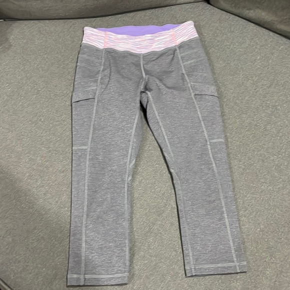 lululemon athletica Other - COPY - Ivivva Gray Crops size 12 with pink and purple waistband